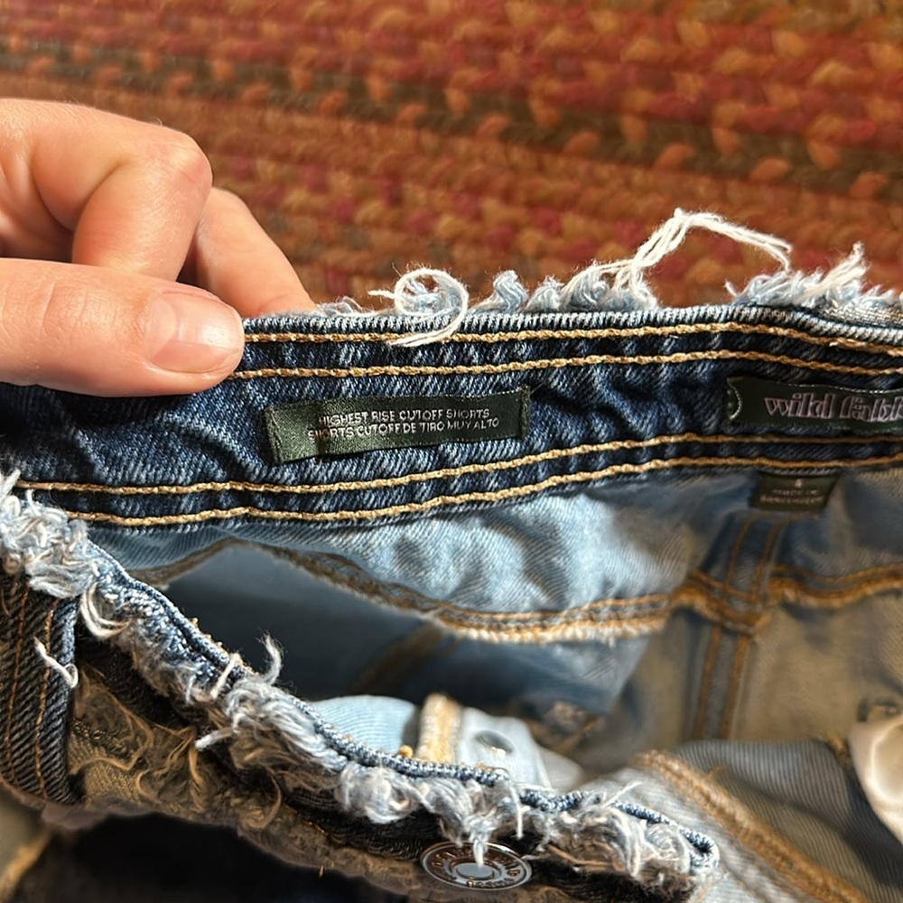 Patchwork Denim Highest Rise Cutoff Button Fly Sh… - image 4